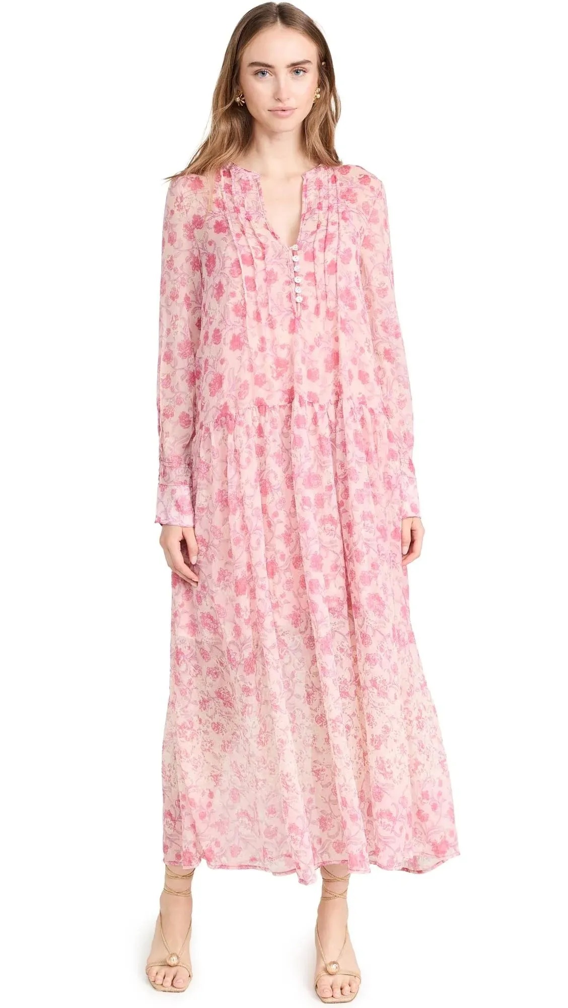 Free People - See It Through Dress - Pink Rose Combo S