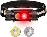 77outdoor LED Rechargeable Red Headlamp, D25LR Powerful Lightweight Head Flas...