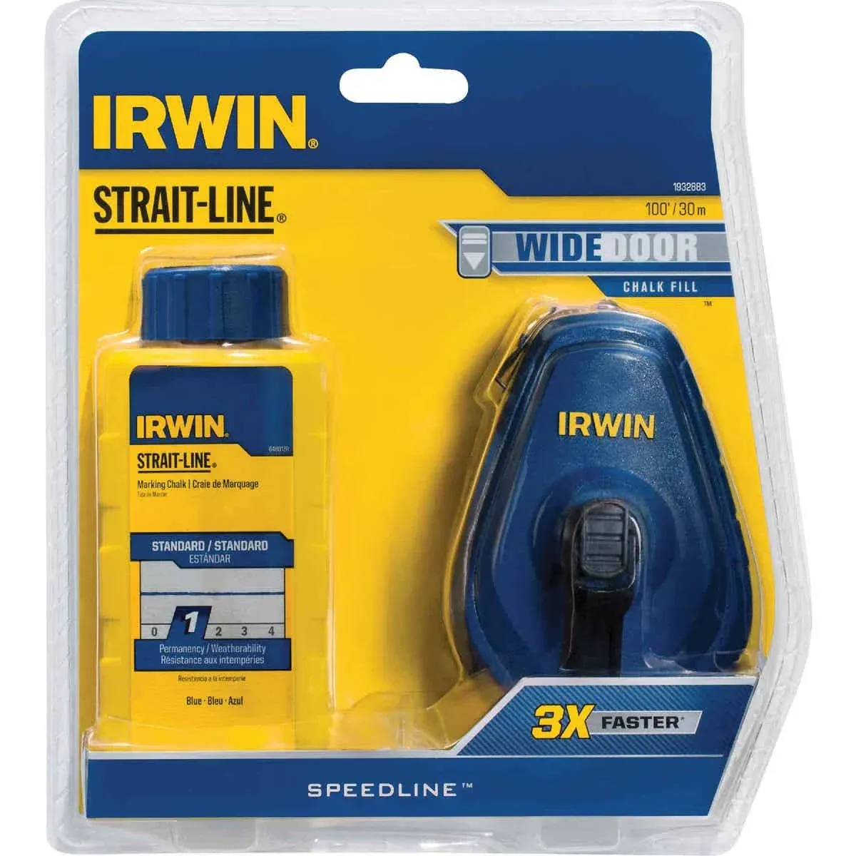 NEW Irwin Straight Line Reel With Chalk Combo Set Fast Retrieve 100 FT Blue 4 Oz