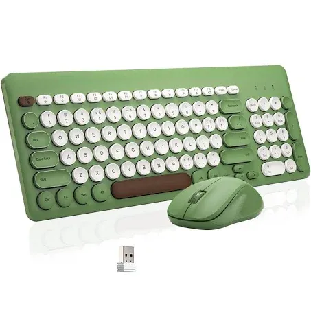 Wireless Keyboard and Mouse Combo, Superbcco 2.4GHz USB Cordless Computer Keyboard with Numeric Keypad, Quiet Click, Round Keys, Slim for Desktop/PC/Laptop/Surface/Windows OS (Chocolate Green)