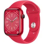 Apple Watch Series 8 (GPS) 45mm Aluminum Case with Red Sport Band - M/L - Red