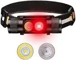 77outdoor LED Rechargeable Red Headlamp, D25LR Powerful Lightweight Head Flashlight with 90 High CRI Bright White Light and 660nm Deep Red Light, USB Charging for Camping, Hiking, Hunting