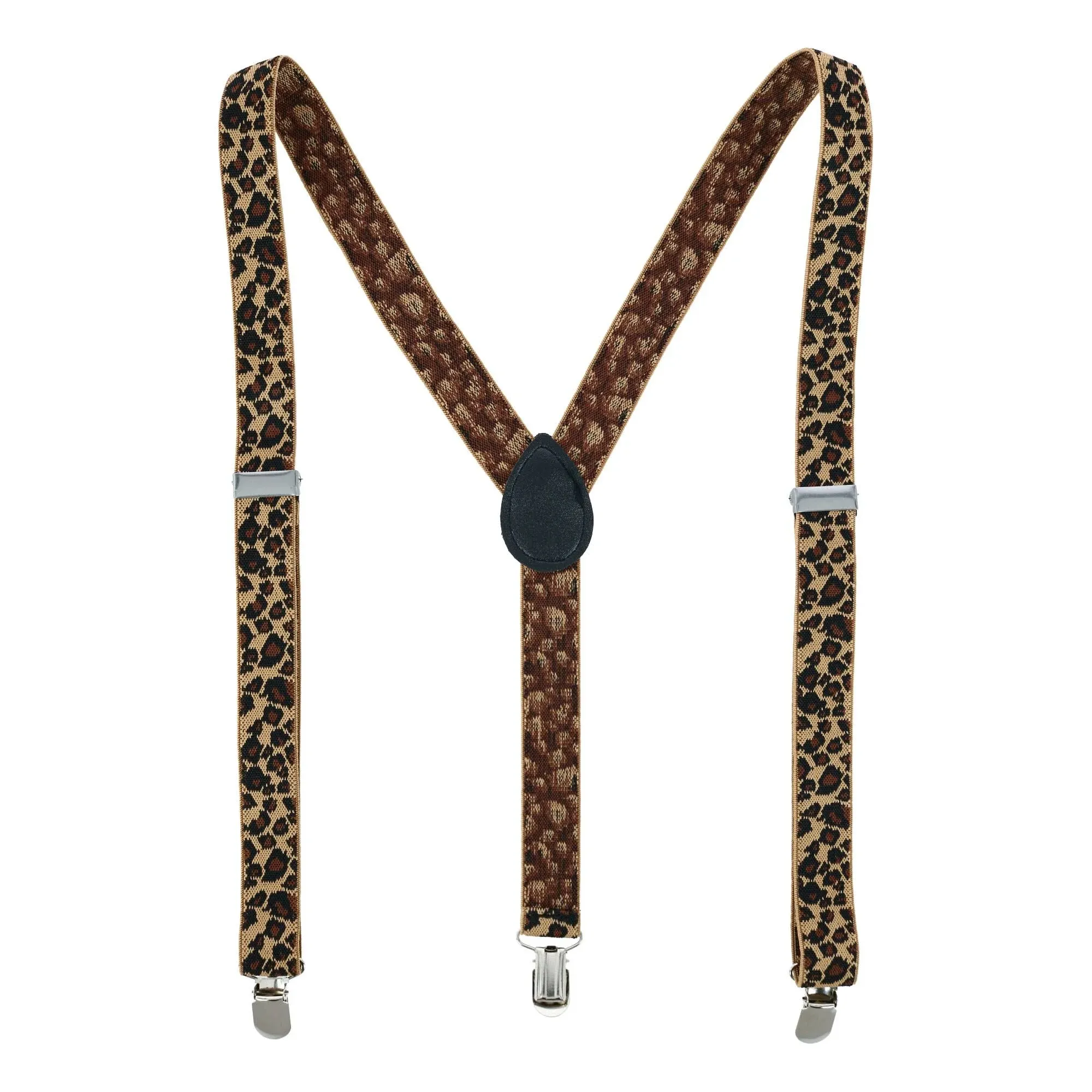 CTM Women's Leopard Print Clip-End Suspenders