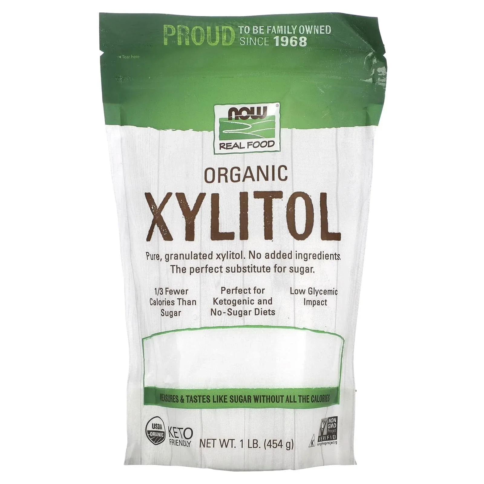 NOW Foods, Organic Xylitol, Pure with No Added Ingredients, Keto-Friendly, Low Glycemic Impact, Low Calorie, 1-Pound