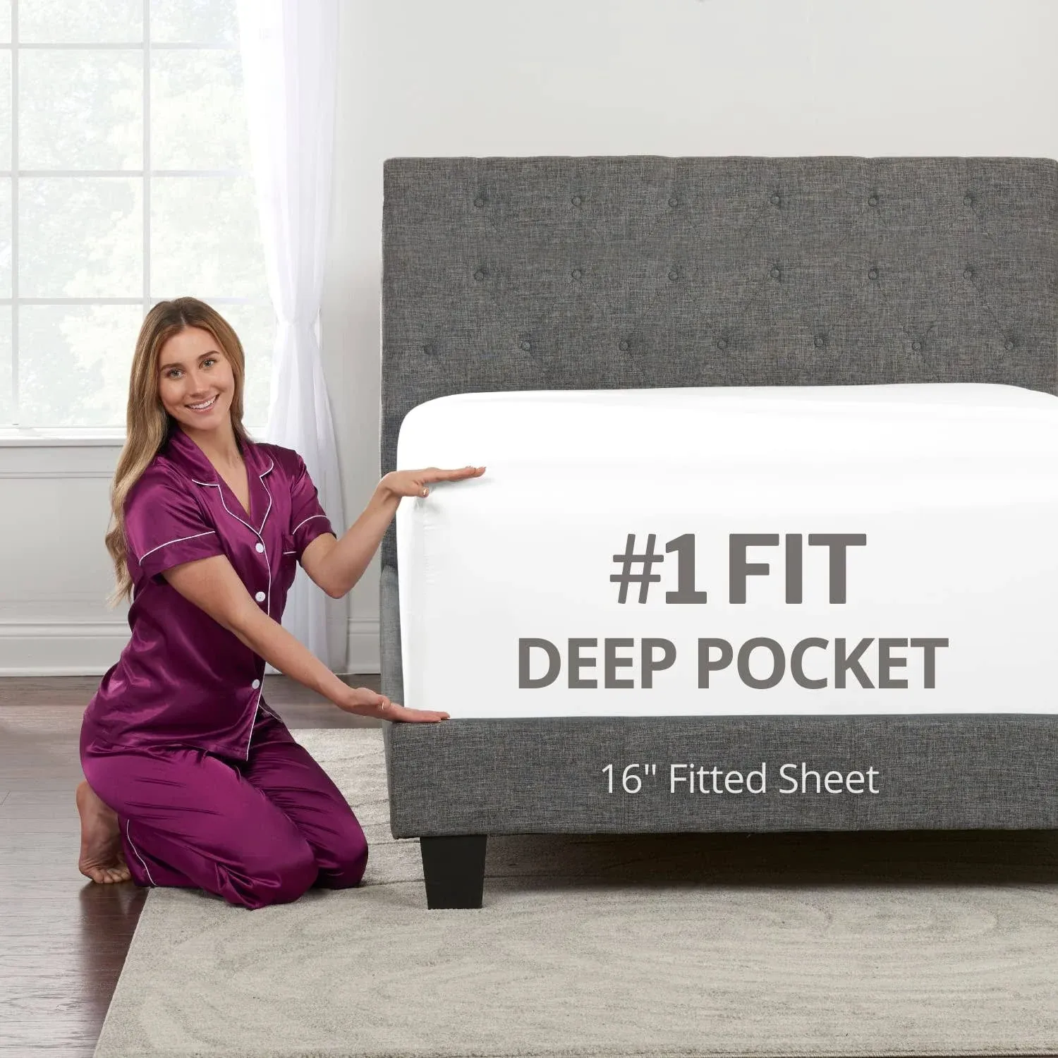 DeaLuxe White FittedSheet Only - Real 16 in Deep Pocket Fitted Sheet-Best Fit