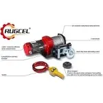 RUGCEL Winch 2000 lbs. 1 HP Electric Winch with Wire Rope, Switch, and Winch Stopper