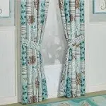 Shell Harbor Coastal Aqua Blue Window Curtain Pair Tailored 84 x 63, Size: 84 W x 63 Large Panel Pair