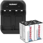 Tenergy TN141 2 Bay 9V Smart Charger with 4 pcs Premium 9V NiMH 250mAh Rechargeable Batteries