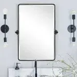 TEHOME Woodvale Rectangle Vertical Metal Wall Mirrors - 23" x 35" - Rubbed Bronze