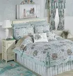 Shell Harbor Coastal Aqua Blue Oversized Quilt Set Ocean Beach Bedding Decor