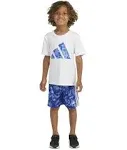 Adidas Boys' Graphic Tee & Printed 3-Stripes Shorts Set - Little Kid - Black