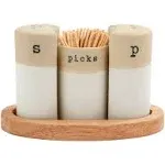 Mud Pie S and P Shaker Toothpick Set, assembled 2 3/4" x 5 1/4" dia, Brown