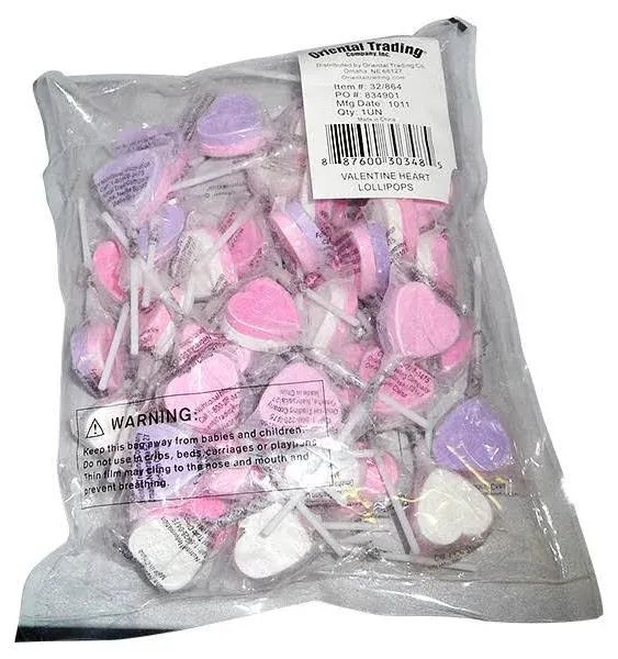 46 PC Valentine Conversation Heart Lollipops