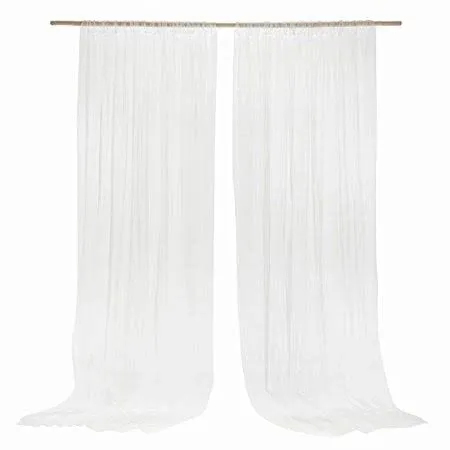 Ling's Moment Wrinkle-Free Wedding Backdrop Curtains with Silver Spark 2 Panels 5ft x 10ft White Chiffon Like Fabric Drapes for Wedding Arch Party Stage Decoration Canopy Bed Two Pages Curtains