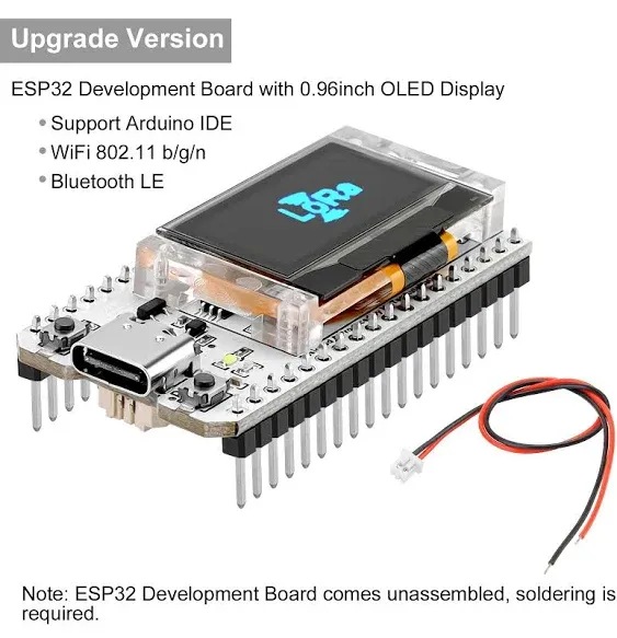 MakerFocus ESP32 OLED WiFi Kit V3 Integrated WiFi Bluetooth 2.4GHz PCB Antenna CP2102 Development Board with 0.96-inch OLED Display for Arduino Intelligent Scenes