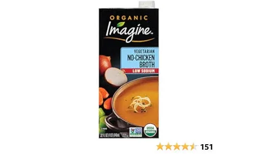 Imagine Organic Low Sodium Vegetarian No-Chicken Broth, 32 fl oz (Pack of 6)