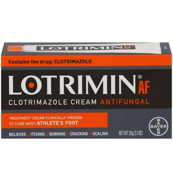 Lotrimin AF Cream: Athlete's Foot 1% Clotrimazole Antifungal Treatment, Clinically Proven Effective, 1.1 Ounce (New Look)Lotrimin AF Cream: Athlete's Foot 1% Clotrimazole Antifu…