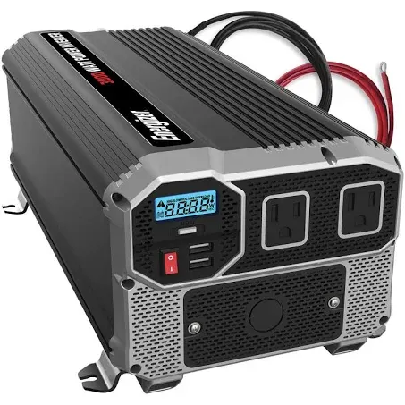 Energizer 3000 Watts Power Inverter Modified Sine Wave Car Inverter, 12V to 110 Volts, Two AC Outlets, Two USB Ports (2.4 Amp) Hardwire Kit, Battery Cables Included – ETL Approved Under UL STD 458