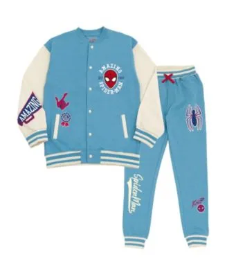 Marvel Spider-Man Little Boys Fleece Bomber Jacket and Jogger Pants Blue 7-8