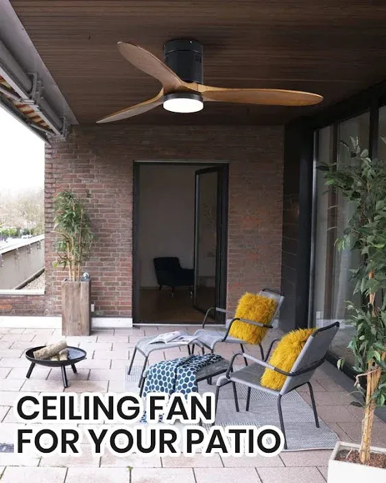 Siljoy 52 Low Profile Ceiling Fan with Lights Remote Control, 3 Blade Flush Mount ...