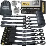 AUGO Ratchet Straps Heavy Duty 4 Pack -15 FT 2200 LB Break Strength – Ratchet Tie Down Straps with Safety Lock S Hooks