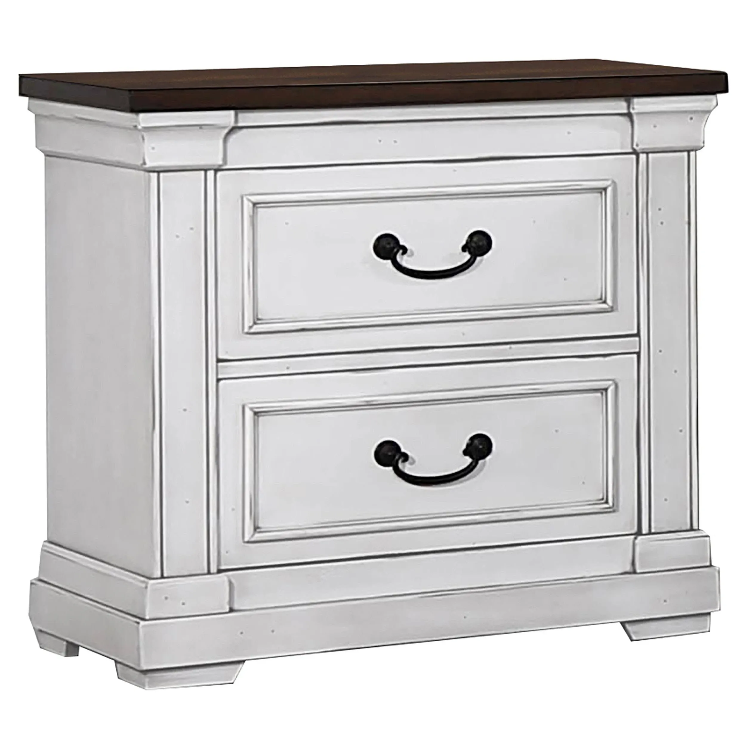 Coaster Hillcrest 2-Drawer Nightstand Dark Rum And White