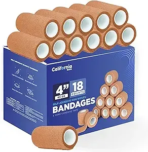 Self-Adhesive Bandage Wrap - Suitable for All Sports - Breathable Athletic Tape for Wrists - Knee and Ankle - Self Adhesive Bandage- 4 Inch- 18 Pack - Brown