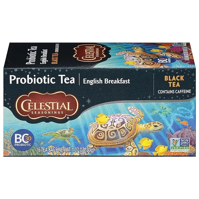 Celestial Seasonings Black Tea, Probiotic Tea, English Breakfast, 16 Count (Pack of 6) (Packaging May Vary)