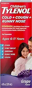 Children's Tylenol Cold + Cough + Runny Nose Medicine, Grape, 4 fl. oz