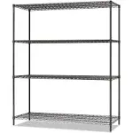 Alera ALESW206018BA 18" x 60" x 72" Black Anthracite Steel Wire Shelving 4-Shelf Starter Kit