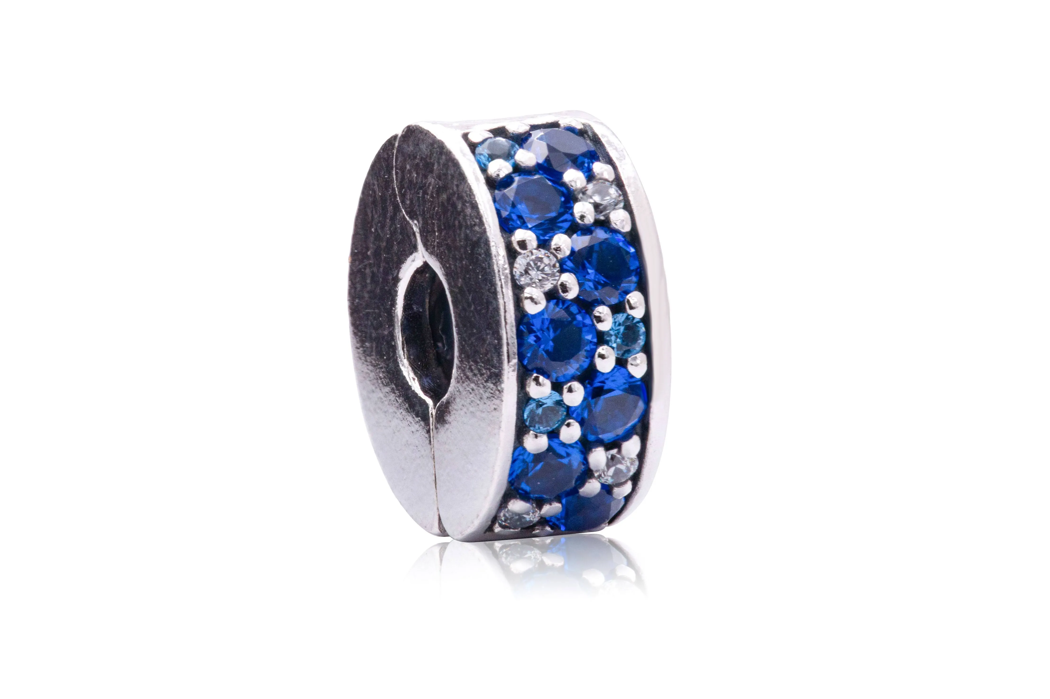 Pandora Silver Handmade Blue Pave Finished Clip Charm