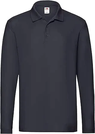 Fruit of the Loom Mens Premium Long Sleeve Polo Shirt (3XL) (Navy)