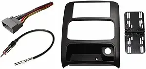 Aftermarket Double Din Stereo Installation Dash Kit Bezel + Standard Wire Harness & Antenna Adapter Compatible with Jeep Liberty 2003-2007