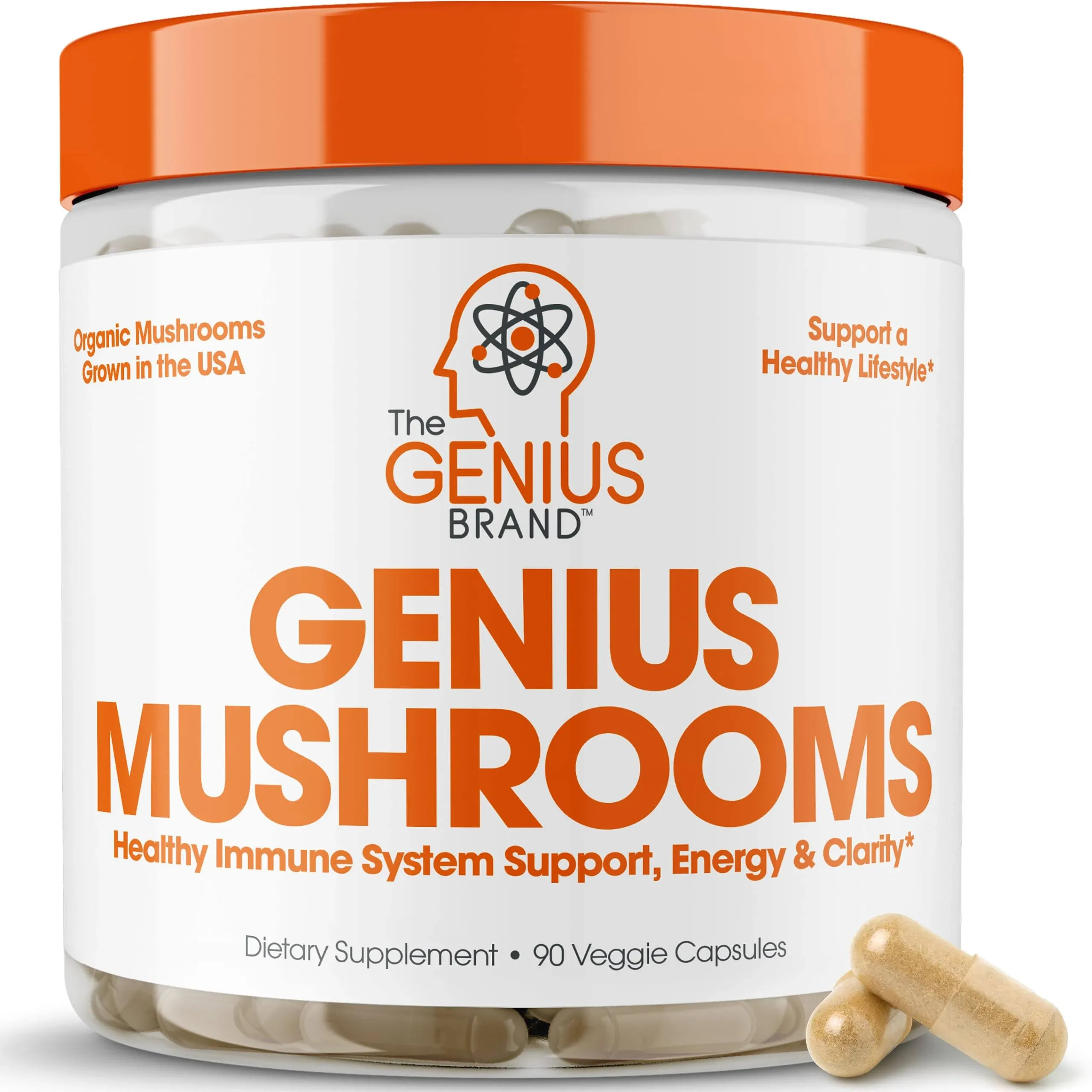 Genius Mushroom Supplement Lions Mane Cordyceps Reishi Brain Nootropic for Energy