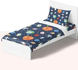 Nikki Peter 100% Cotton Kids Bedsheet Sets for Boys and Girls, Space Twin Sheets, Galaxy Twin Bedding, Easy Care Super Soft Sheets Set - OEKOTEX Certified