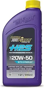 Royal Purple Motor Oil, HPS High Performance Street, High Zinc, 20W50, Synthetic, 1 qt Bottle, Each