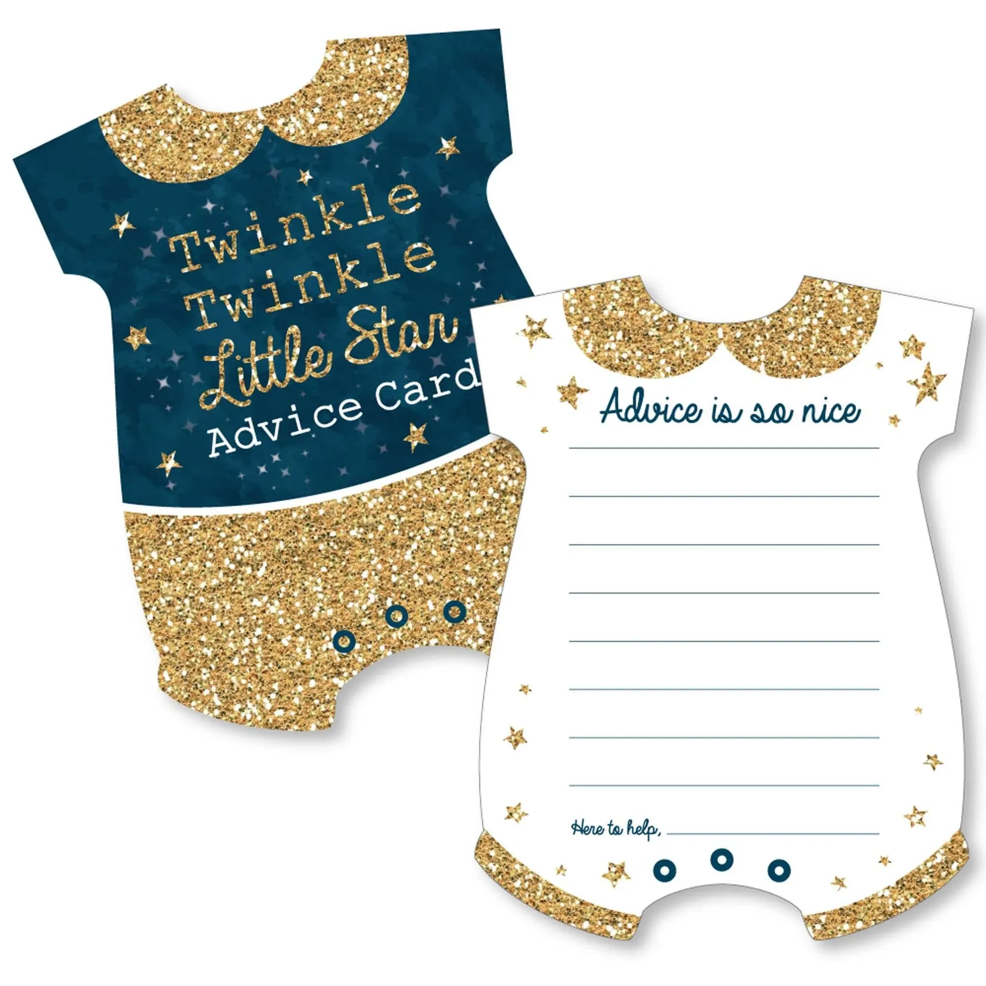 Twinkle Twinkle Little Star - Baby Bodysuit Wish Card Baby Shower Activities - Shaped Advice Cards Game - Set of 20