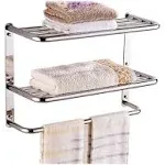 LUANT 24 Inch Bathroom Shelf 3-Tier Wall Mounting Rack with Towel Bars