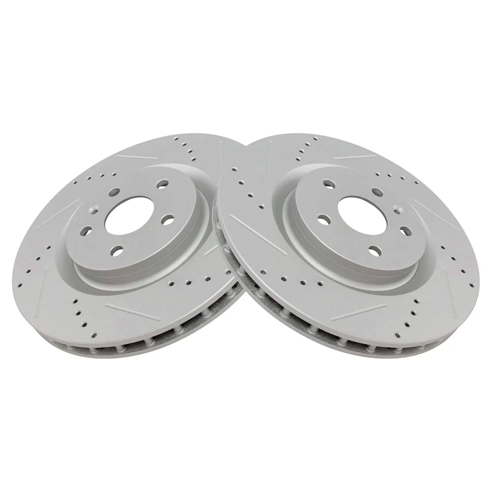 TRQ BRA74795 Performance Cross Drilled and Slotted Front Disc Brake Rotors