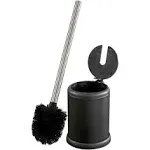 Bath Bliss Self Closing Lid Toilet Brush and Holder in in Matte Black