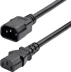 StarTech.com 6ft (1.8m) Power Extension Cord, IEC 60320 C14 to C13 PDU Power Cord, 13A 250V, 16AWG, AC Power Cable for PDU/Power Supply - UL Listed (8714-6600-POWER-CORD)