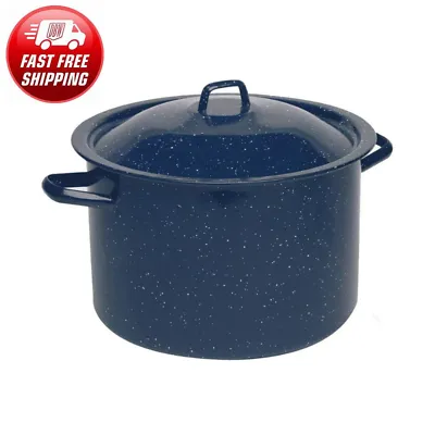 Imusa Blue Speckled Enamel Stock Pot 6 Quart, Blue