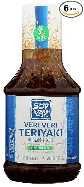 Soy Vay Veri Veri Teriyaki Less Sodium Marinade & Sauce, 21 Ounce Bottle; (Package may vary)