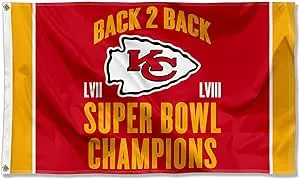 WinCraft Kansas City Chiefs 2024 Super Bowl Champions Flag Outdoor Indoor 3x5 Foot Banner