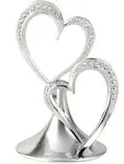 Hortense B. Hewitt Sparkling Love Double Hearts Anniversary, Engagement, Wedding Cake Topper, 5.5-Inches, Metal with Rhinestones, Silver