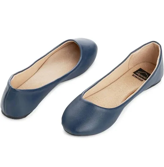 Alpine Swiss Pierina Womens Classic Round Toe Ballet Flats Work Slip On Shoes