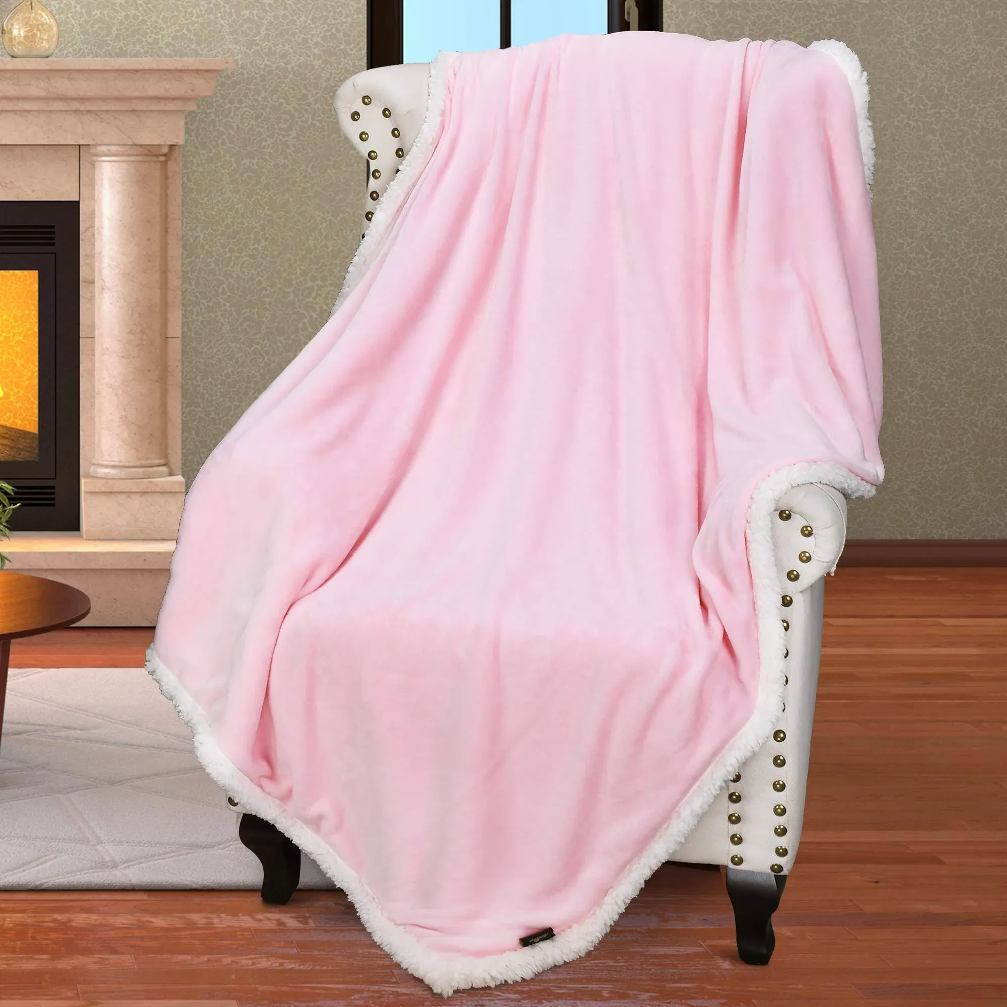 Catalonia Pink Fluffy Sherpa Throw Blanket, Super Soft Mink Fleece Couch Blanket, TV Bed Fuzzy Blanket, Fluffy Comfy Warm Heavy Throws, Comfort Caring Gift, 50x60 inches