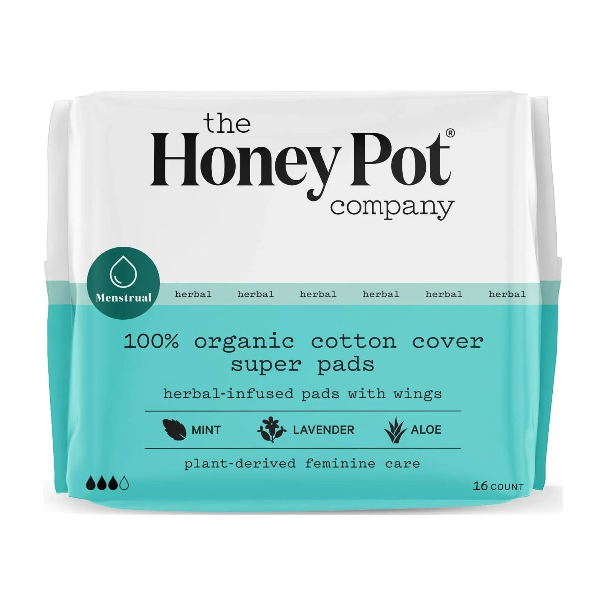 The Honey Pot Non Herbal Organic Super Pads 16 ct