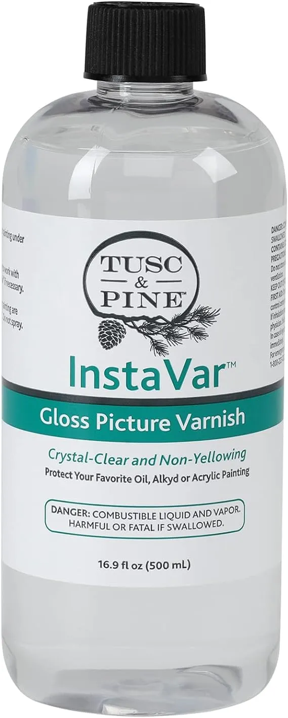 Tusc & Pine InstaVar™ Gloss Picture Varnish - Archival Quality Varnish for Oil, Alkyd, and Acrylic Artists - 16.9oz Bottle