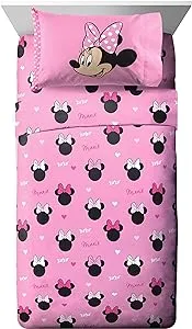 Jay Franco Disney Minnie Mouse Hearts N Love Full Size Sheet Set - 4 Piece Set Super Soft and Cozy Kid’s Bedding Features - Fade Resistant Microfiber Sheets (Official Disney Product)